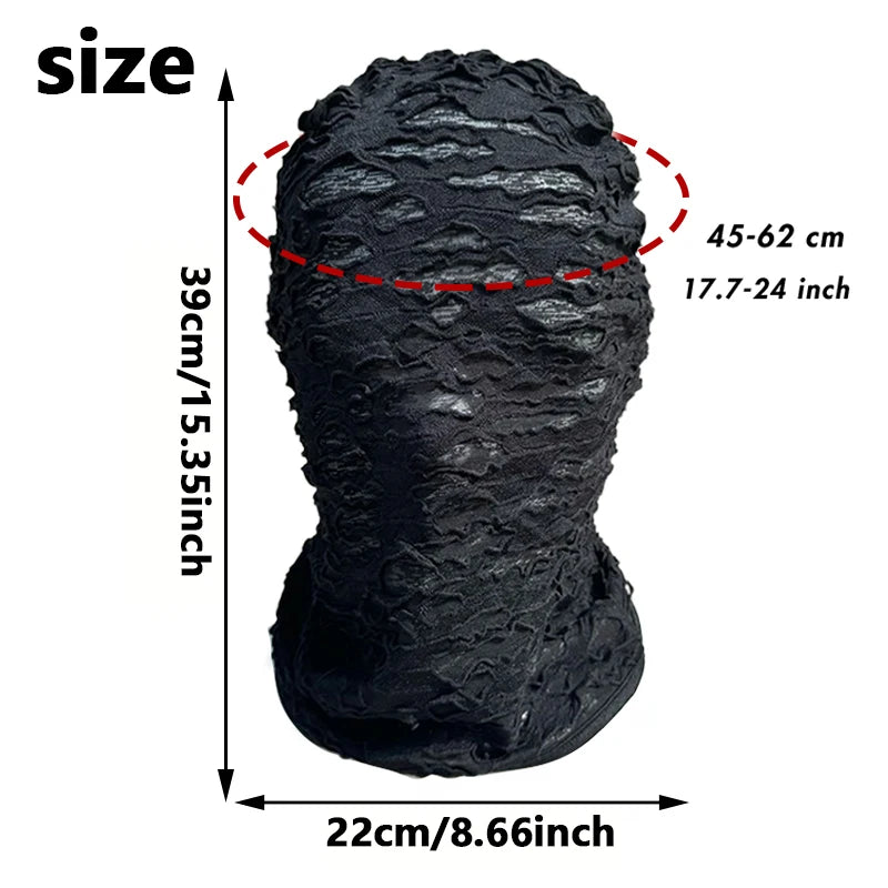 Masque Intégral Noir en Tissu Effet Déchiré