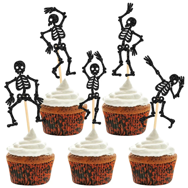 Pics à Cupcakes Halloween Squelettes Dansants Pailletés