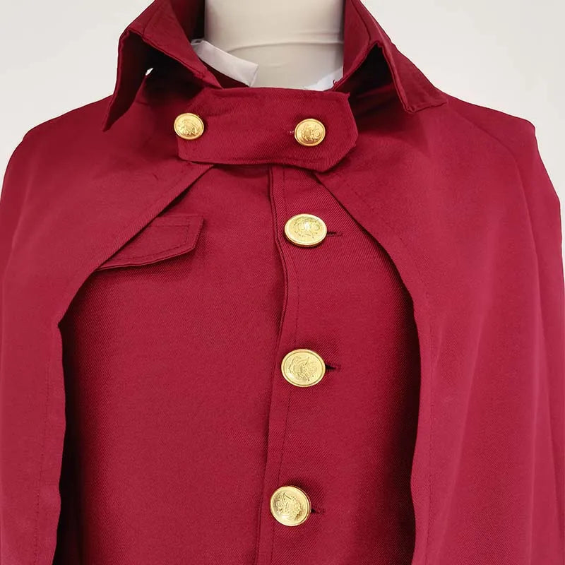 Costume de Cosplay Officier Bordeaux avec Cape