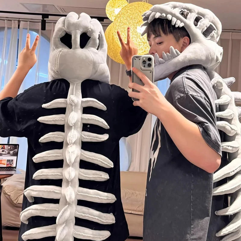 Déguisement en Peluche Crâne Dinosaure et Dos Osseux