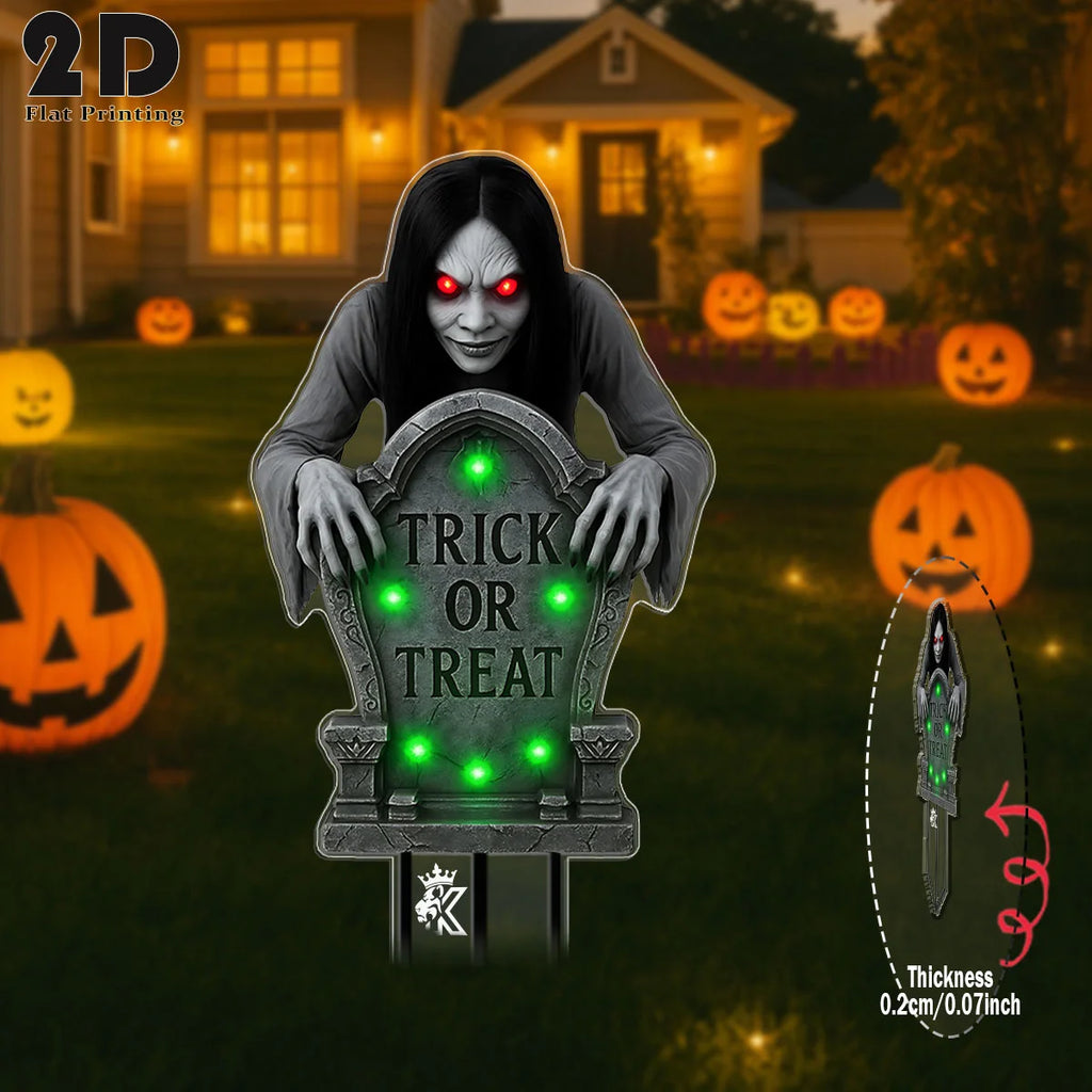 Piquet de Jardin Halloween Tombe Goule aux Yeux Rouges