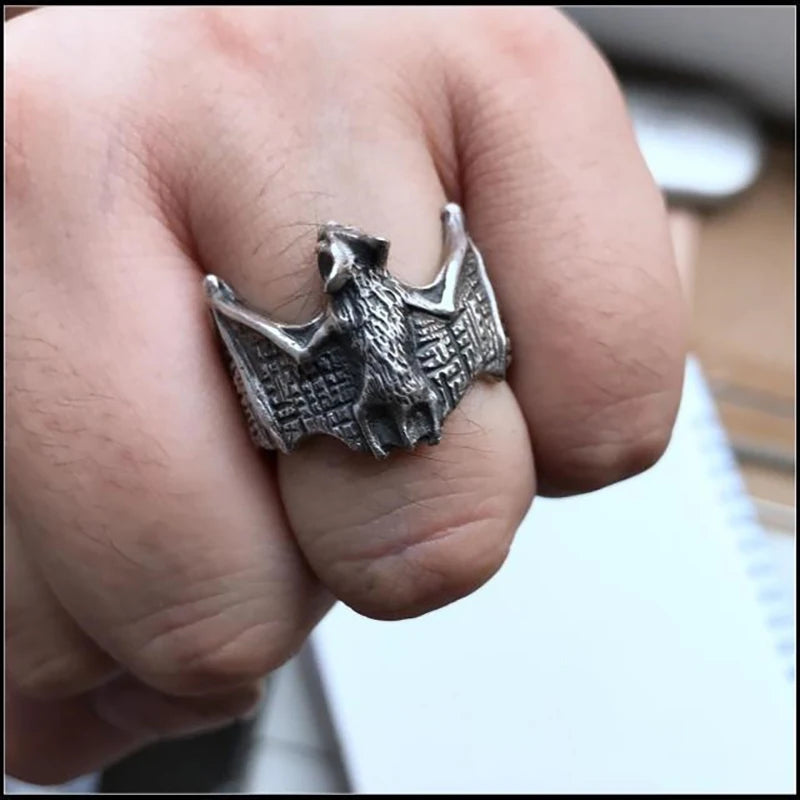 Bague Chauve-souris en Métal Argenté Réglable