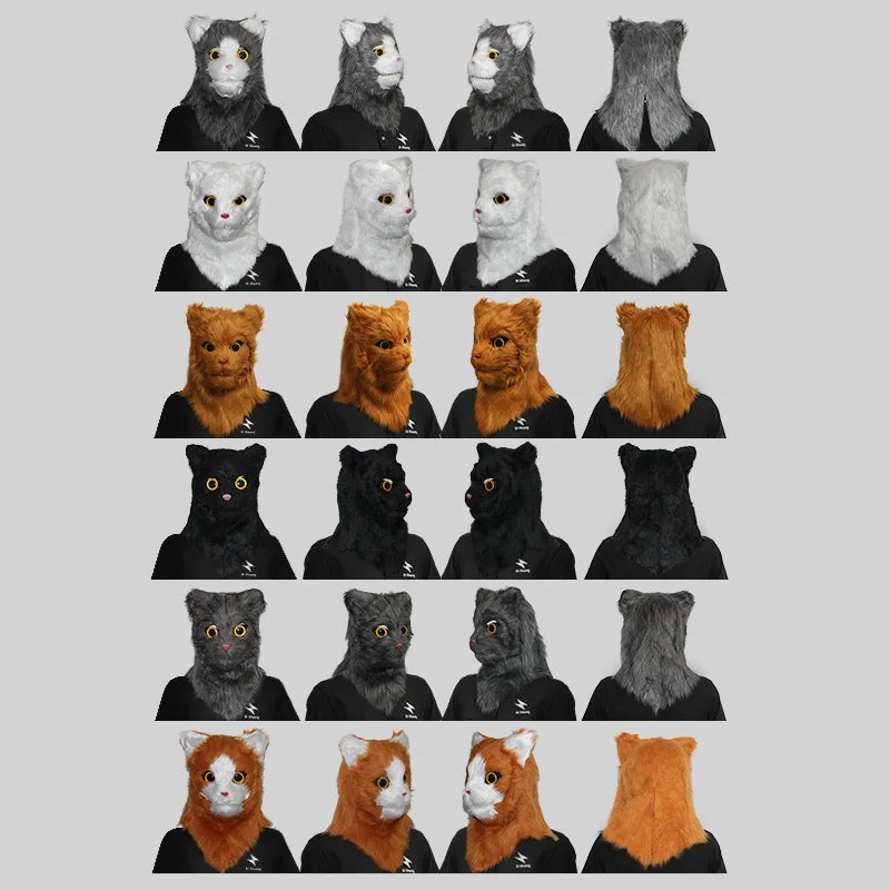 Masque de Chat en Fausse Fourrure Orange et Blanc