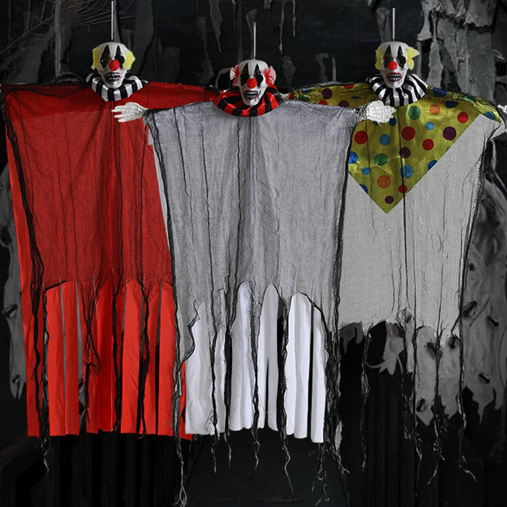 Suspension Clown Crâne Horreur à Mains Articulées Rouge
