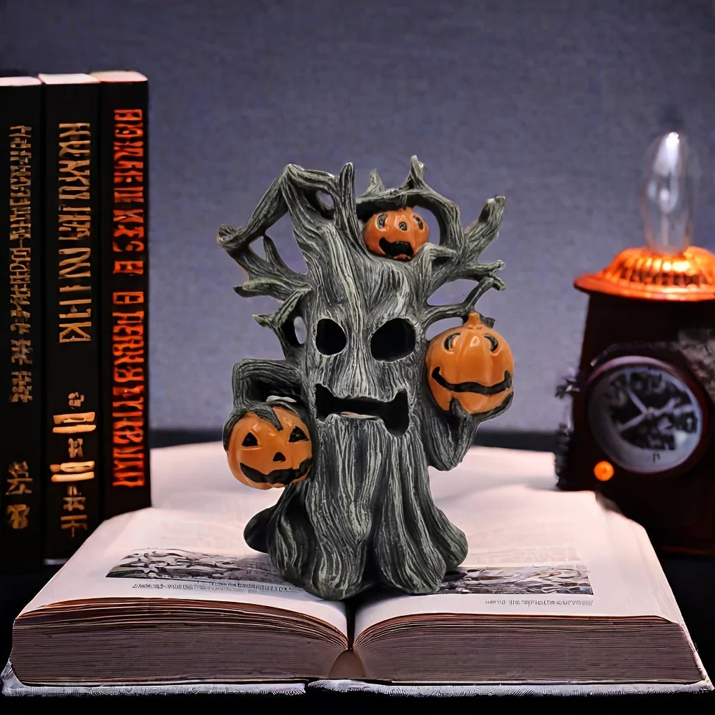 Décoration d'Arbre Hanté avec Citrouilles Jack-o'-Lantern