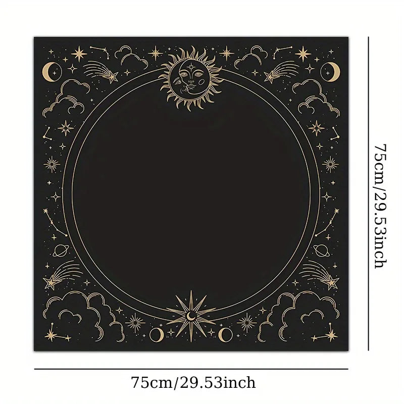 Tapis de Divination Astrologique Noir et Doré