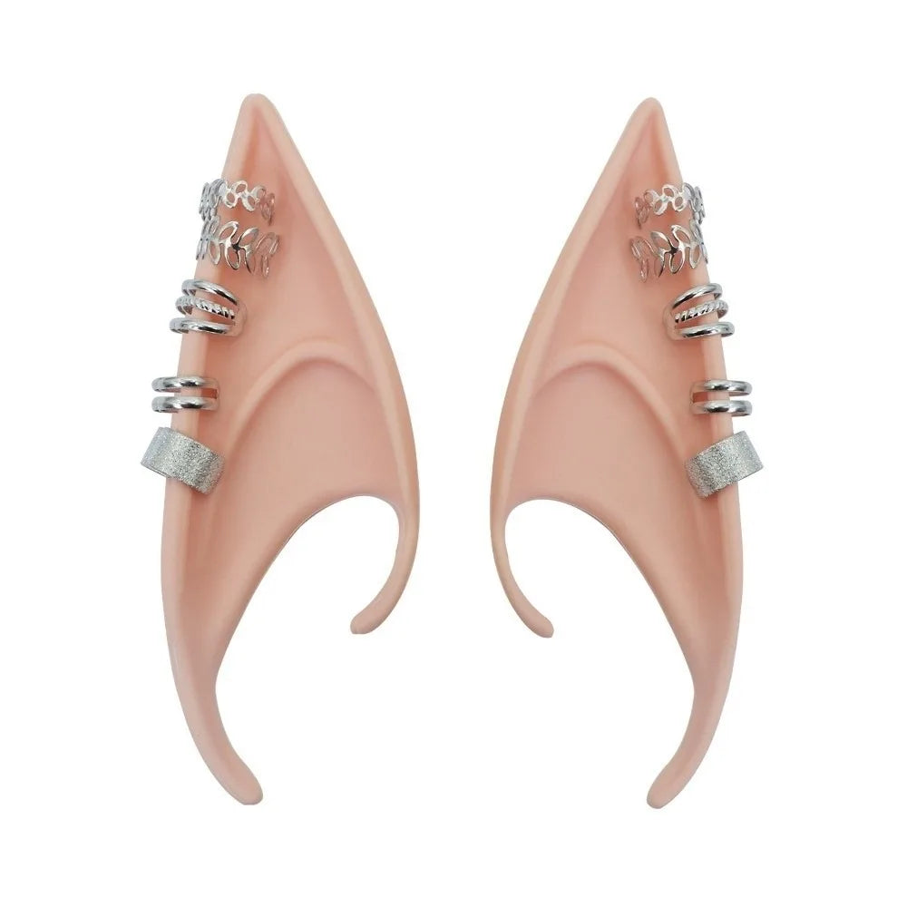 Oreilles d'Elfe en Silicone Rose Chair à Croix et Chaînes
