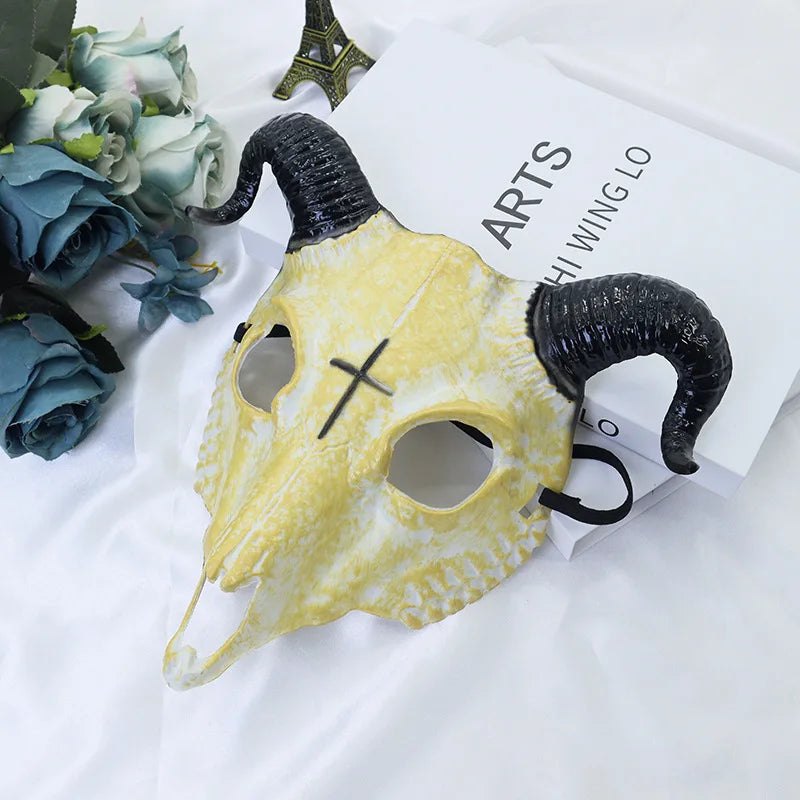 Masque Tête de Mort Cornue Vieillie d'Halloween