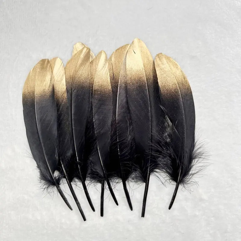 Plumes Décoratives Noires à Motif Crânes Blancs