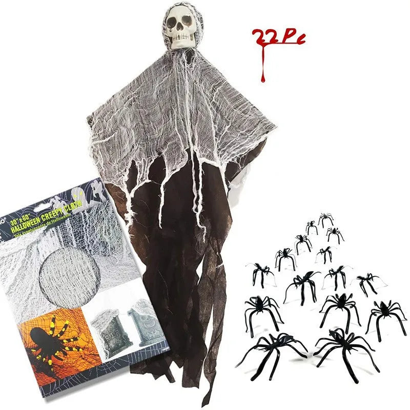 Décoration d'Halloween Faucheuse avec Crâne à Larmes Noires