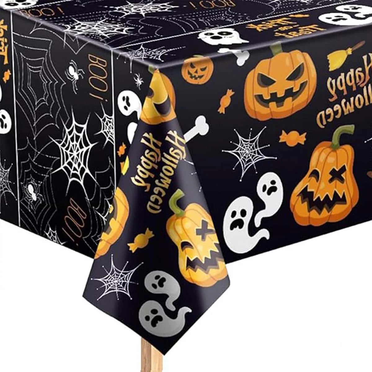 Lot de 2 Nappes Rectangulaires d'Halloween Noire et Violette
