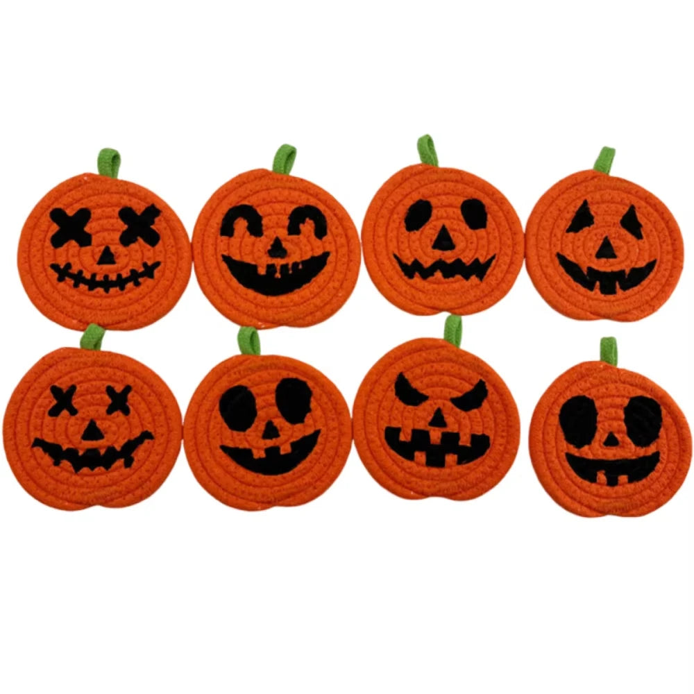 Sous-verres Citrouille Halloween en Tissu Orange