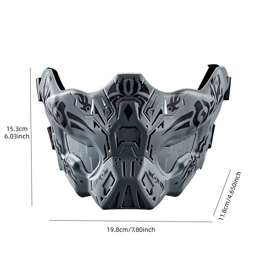 Masque Facial Tactique Vert Olive à Motifs Ornés