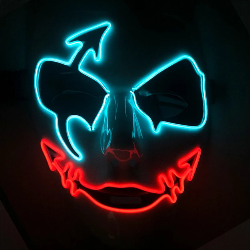 Masque Lumineux Horreur Purge Vert et Jaune Fluo