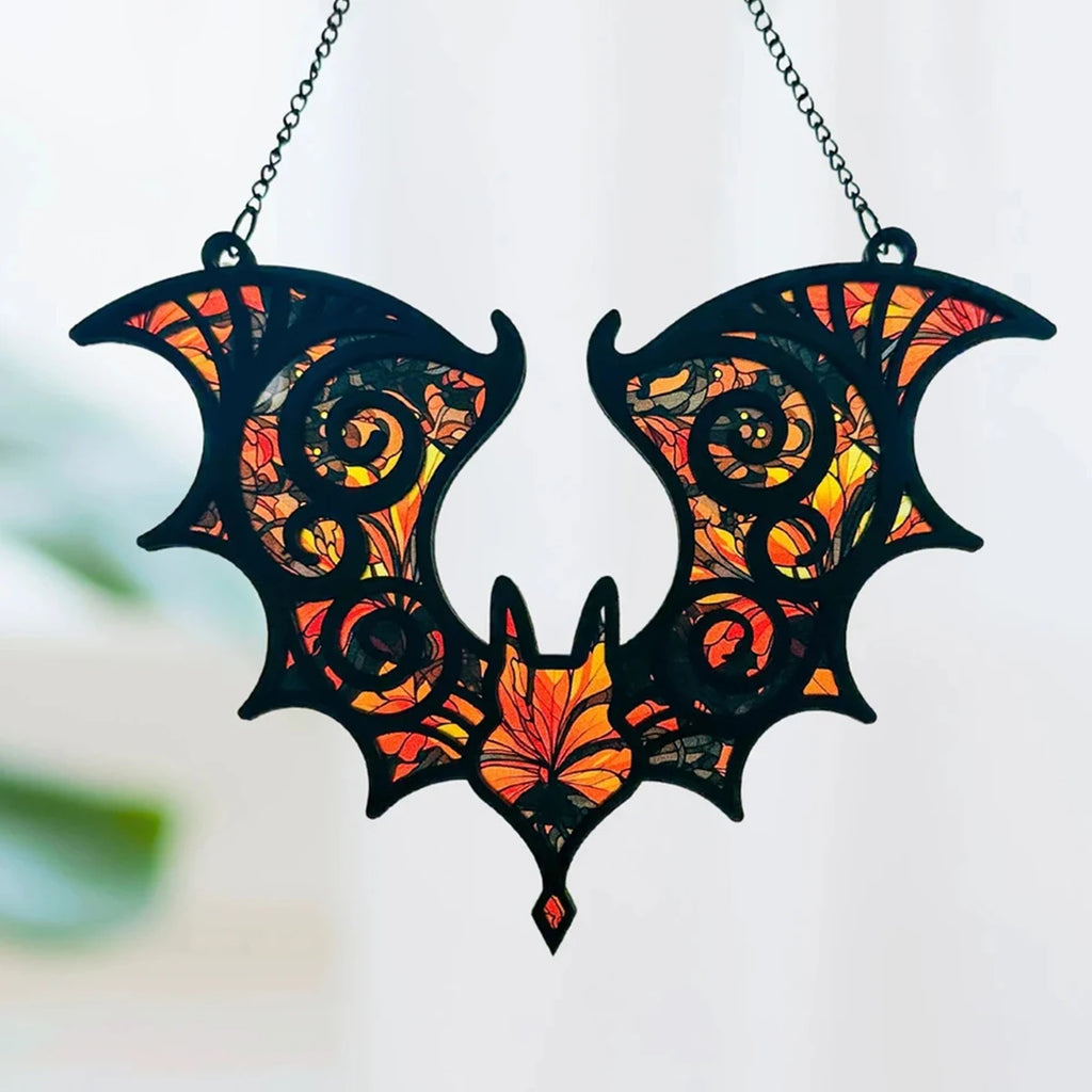 Attrape-Soleil Chauve-Souris aux Motifs Vitrail Vifs