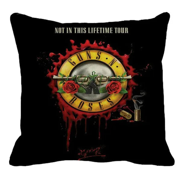 Housse de Coussin Rock Guns N' Roses Crâne et Roses