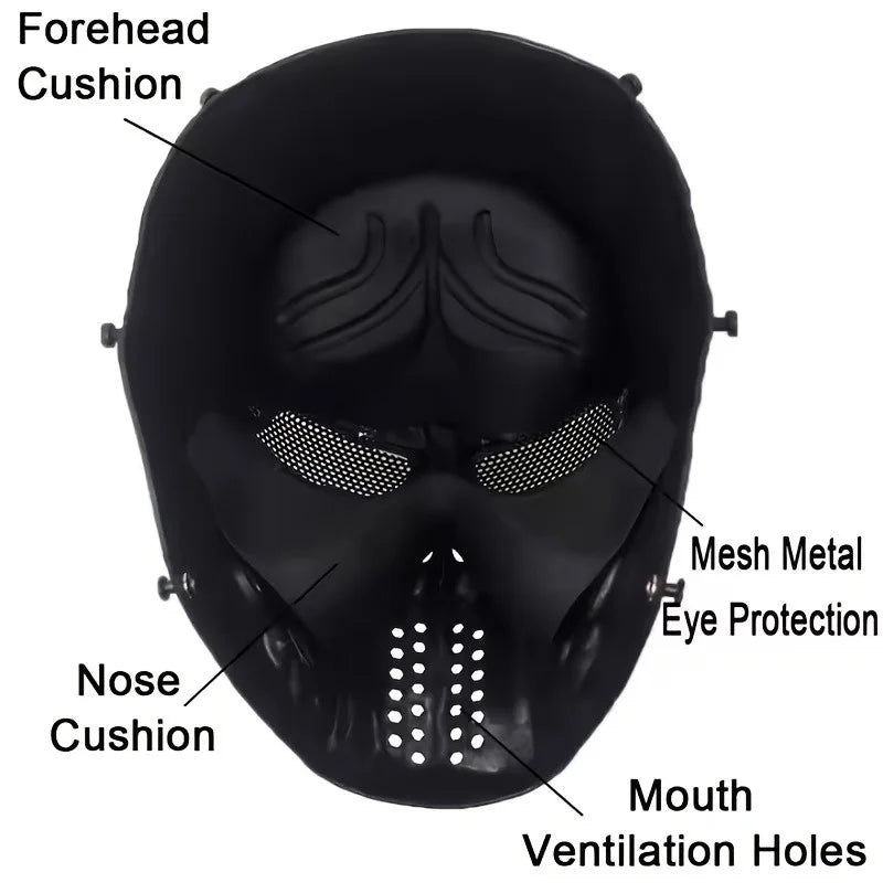 Masque de Crâne Blanc Patiné à Motifs Noirs