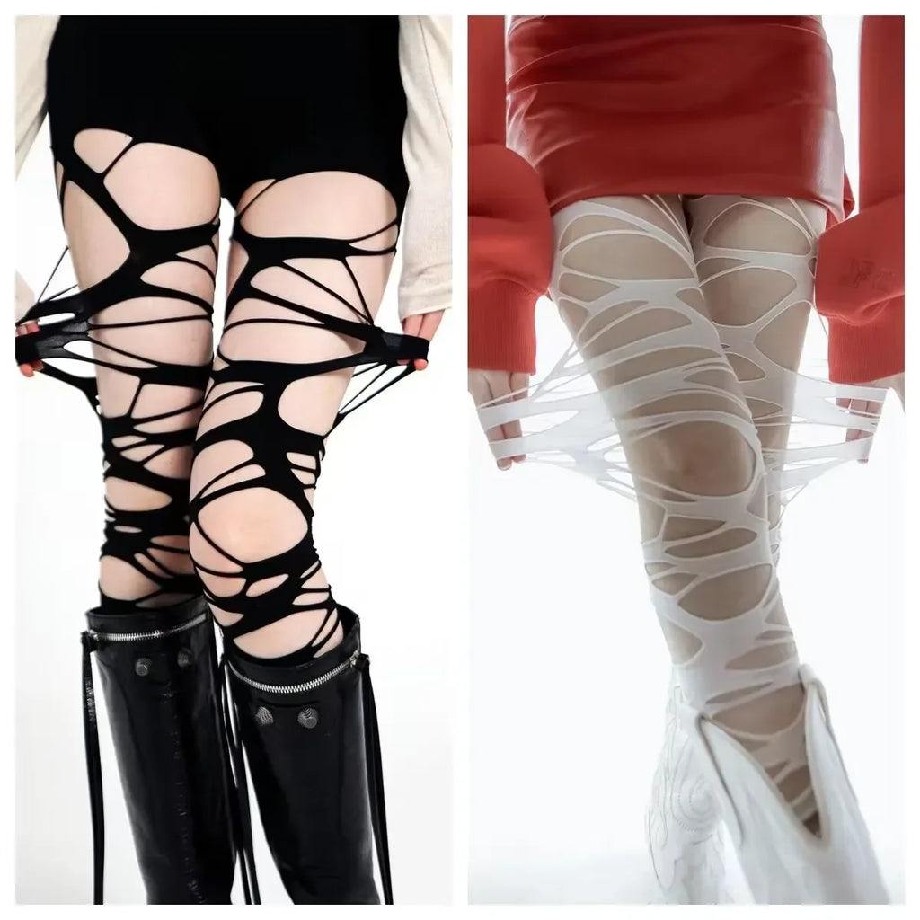 Collant Femme Noir à Trous Gothique