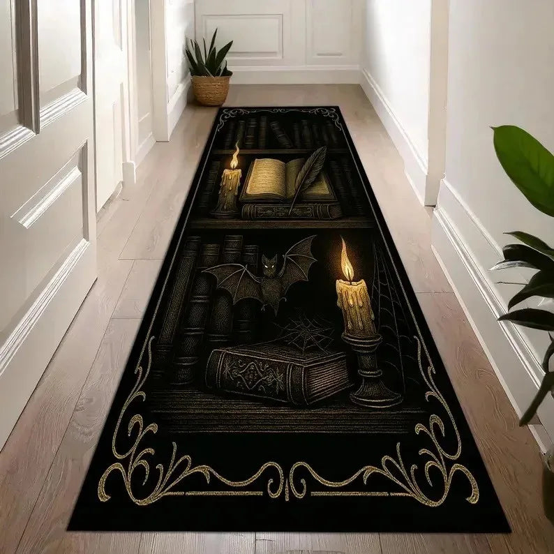 Tapis de Couloir Gothic Violet à Motif Chauve-Souris