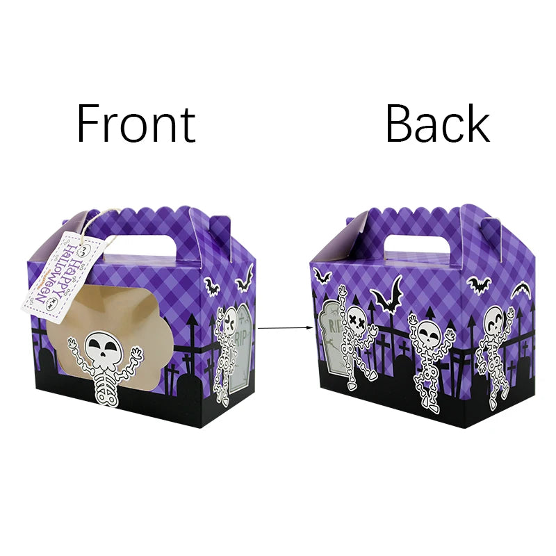 Lot de 4 Boîtes à Friandises d'Halloween avec Fenêtre