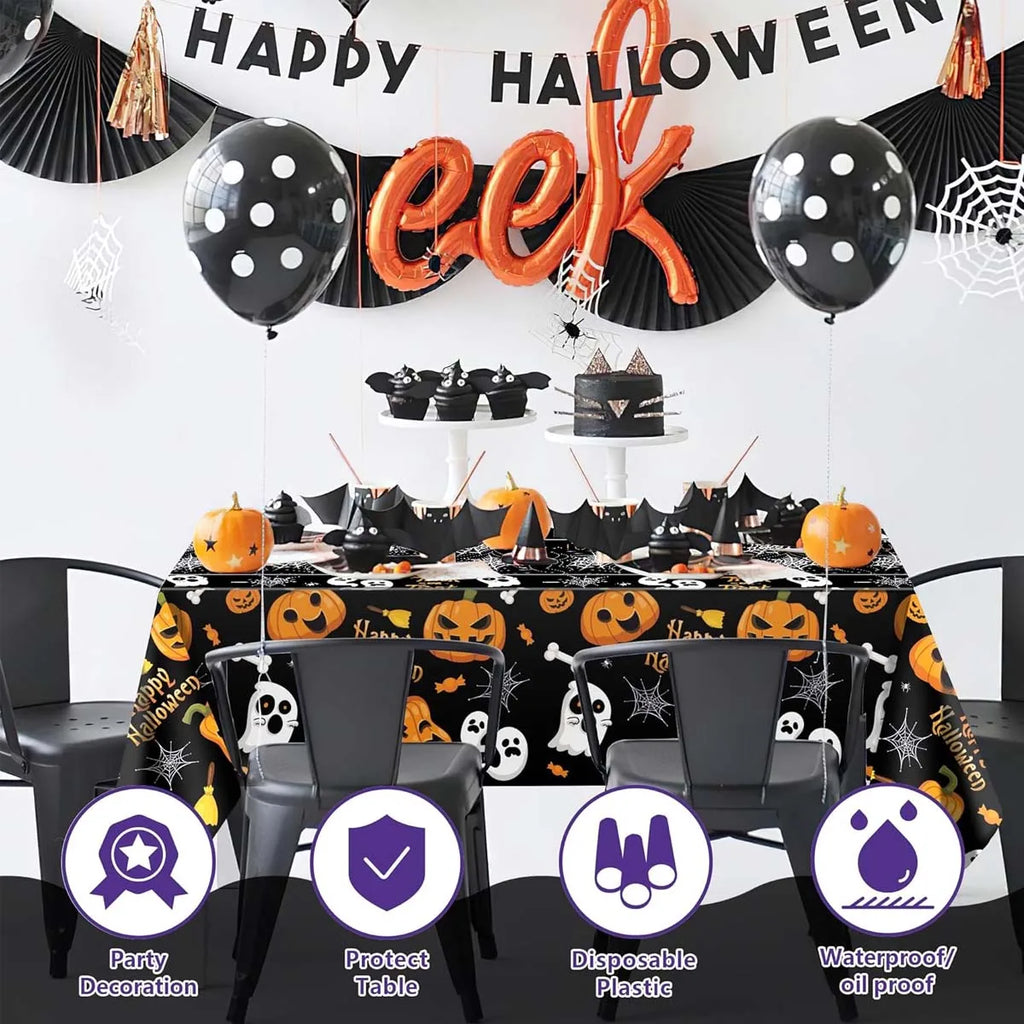 Lot de 2 Nappes Rectangulaires d'Halloween Noire et Violette