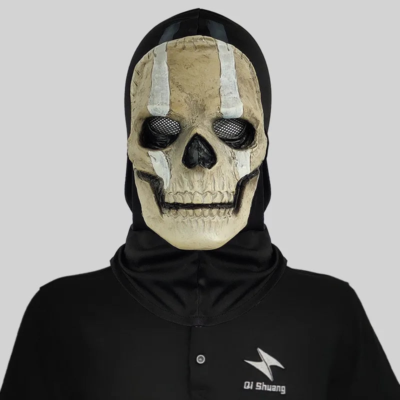 Masque Cagoule Crâne Vieilli à Marques Blanches