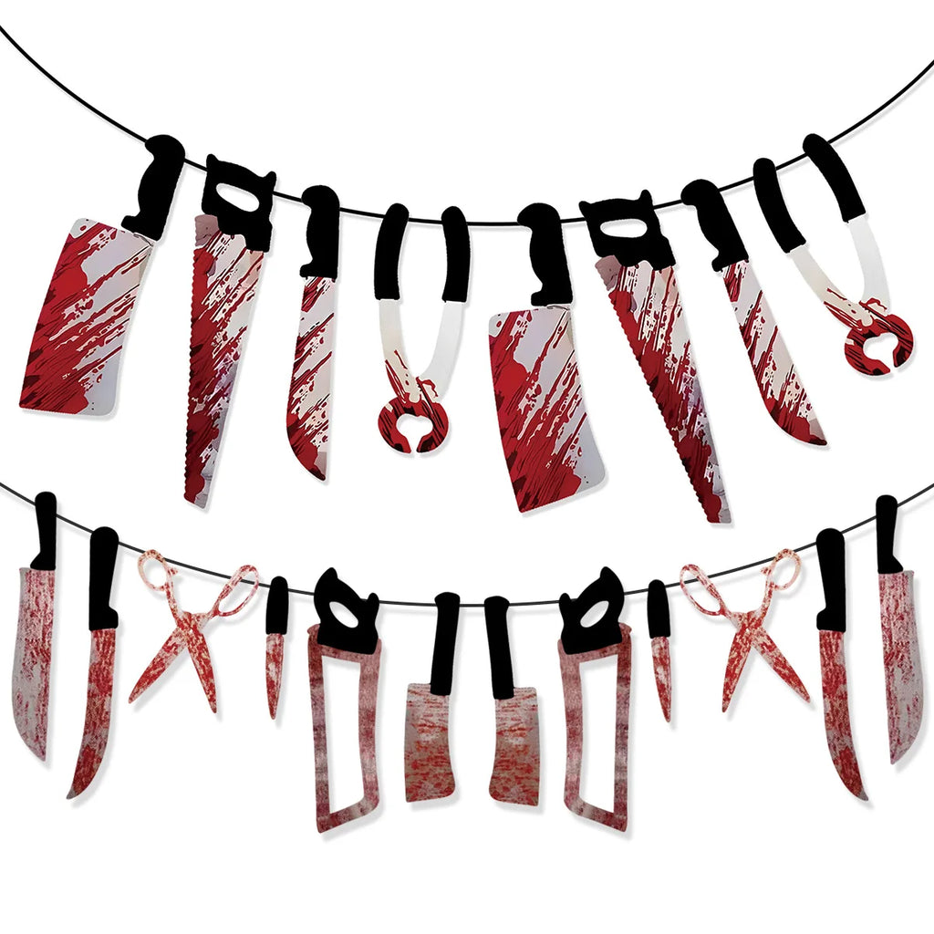 Guirlande Horreur d'Halloween Membres Coupés et Outils