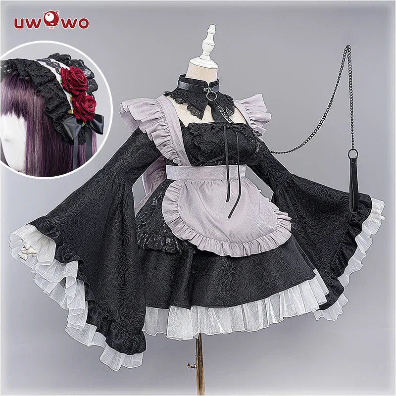 Robe de Soubrette Gothique Noire à Manches Cloche