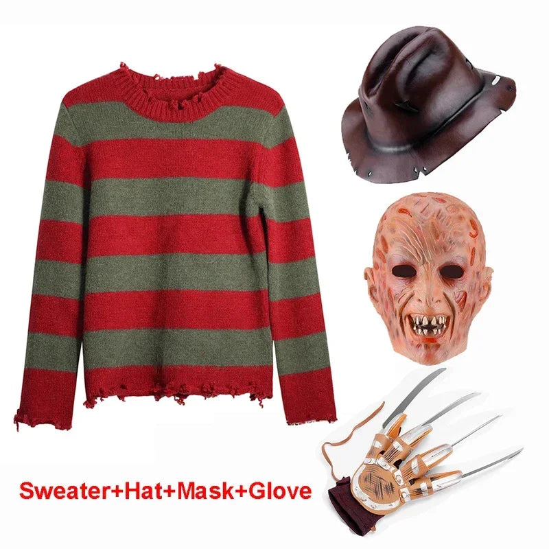 Déguisement Freddy Krueger : Pull Démoli, Masque et Gant
