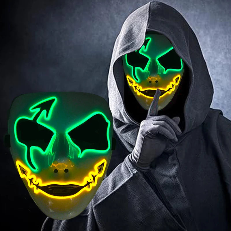 Masque Lumineux Horreur Purge Vert et Jaune Fluo