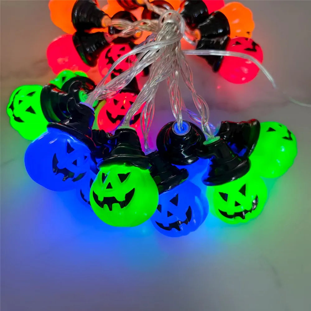 Guirlande Lumineuse à Citrouilles Multicolores d'Halloween