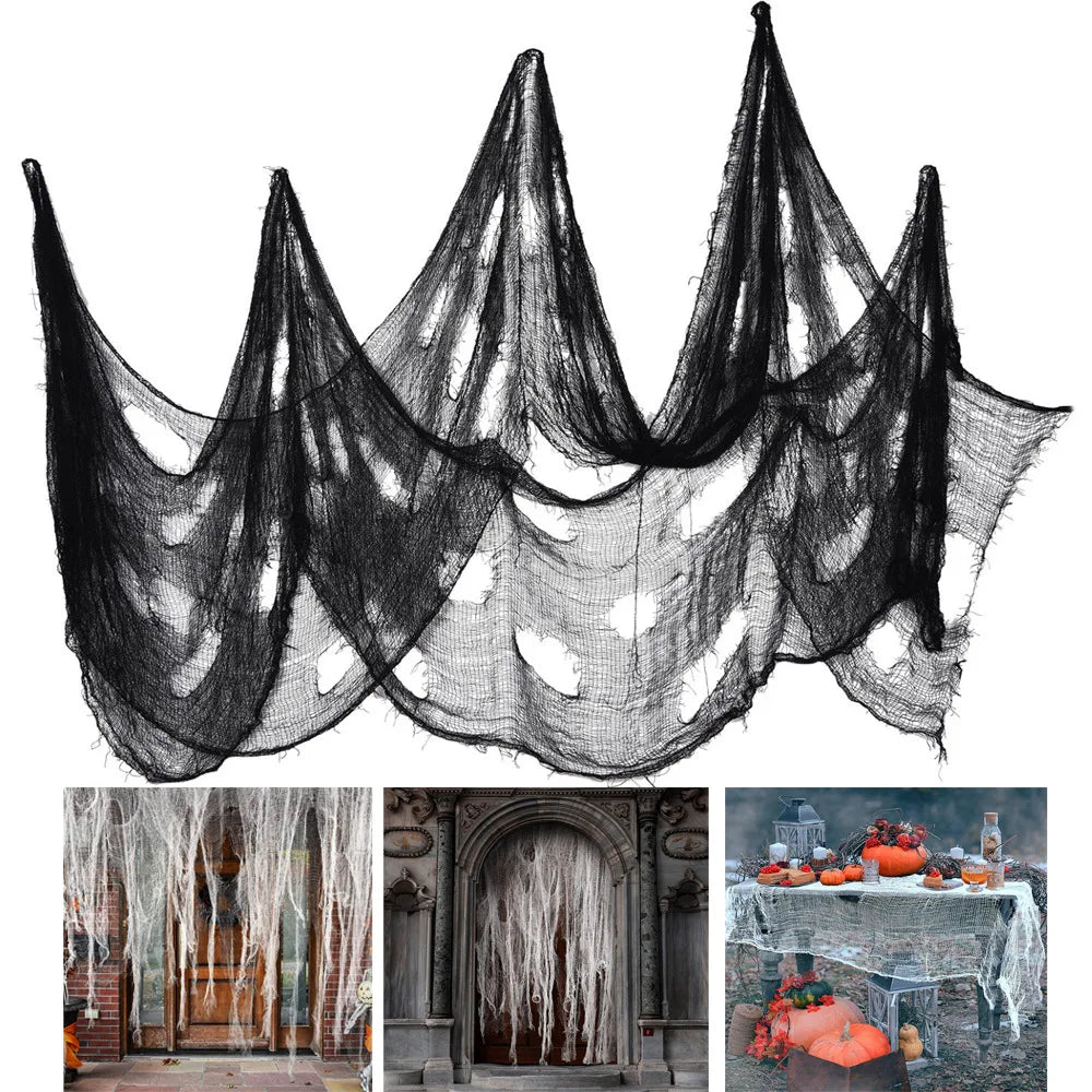 Tissu Hanté Noir Déchiré pour Halloween