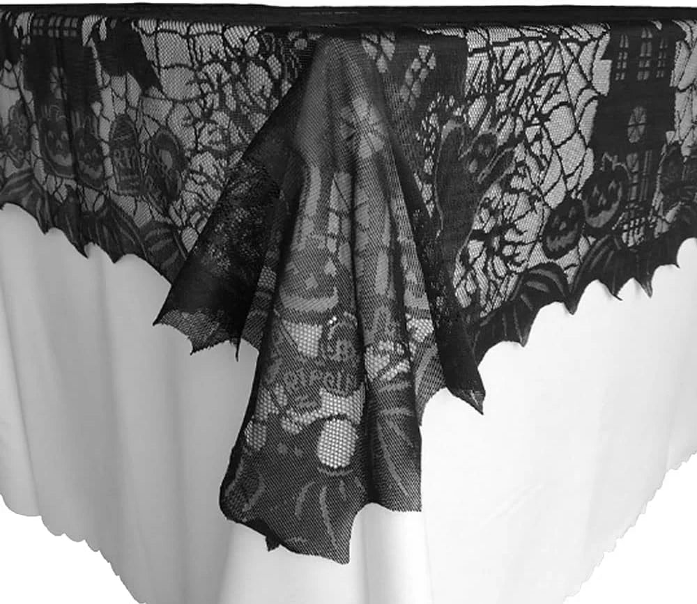 Nappe Halloween en Dentelle Noire Toile d'Araignée