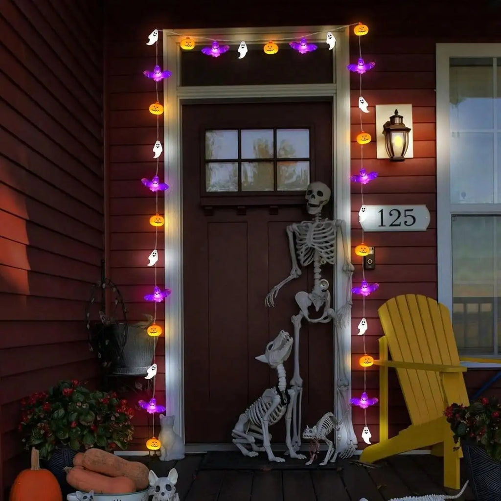 Guirlande Lumineuse d'Halloween Citrouilles, Fantômes et Chauves-Souris