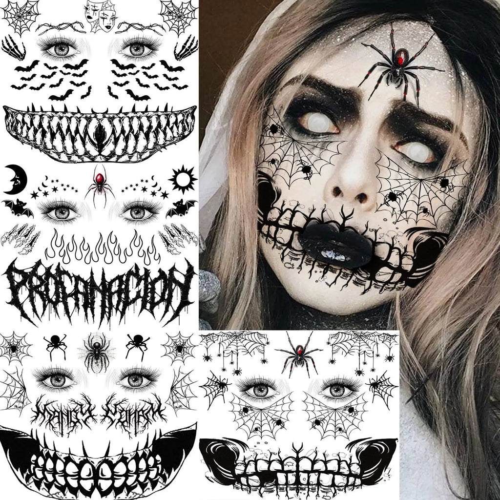 Tatouage Temporaire de Visage Calavera Fleuri