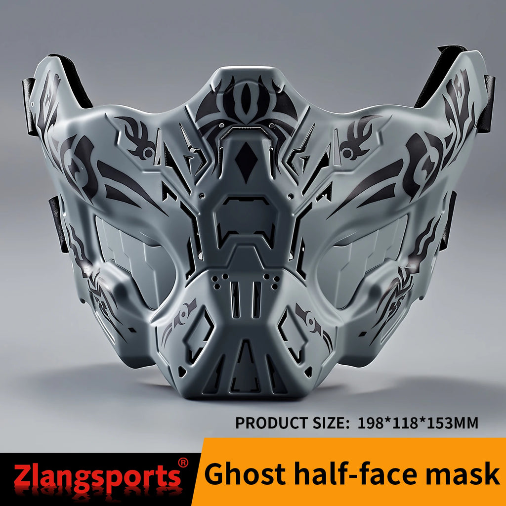 Masque Facial Tactique Vert Olive à Motifs Ornés