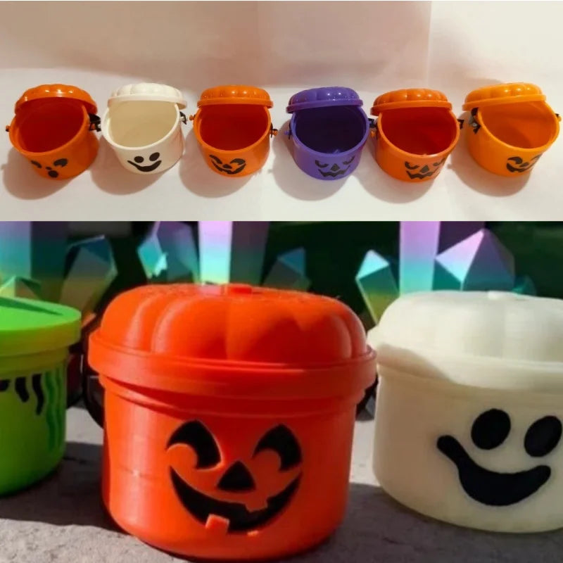 Mini Seau à Bonbons Halloween Citrouille et Fantôme