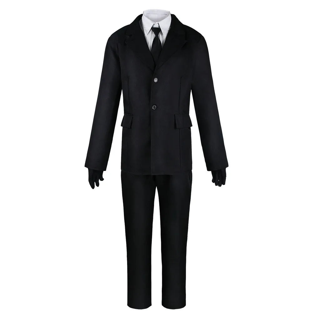 Costume Homme Noir avec Trench-Coat et Gants