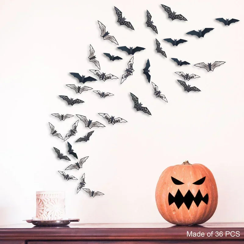 Chauve-Souris en Papier Noir Découpées 3D