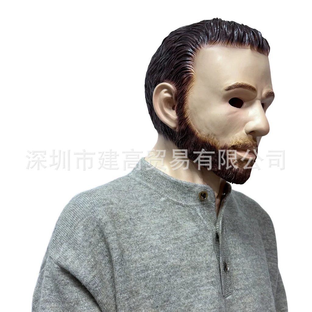 Masque en Silicone Homme Âgé Réaliste Moustache Grise