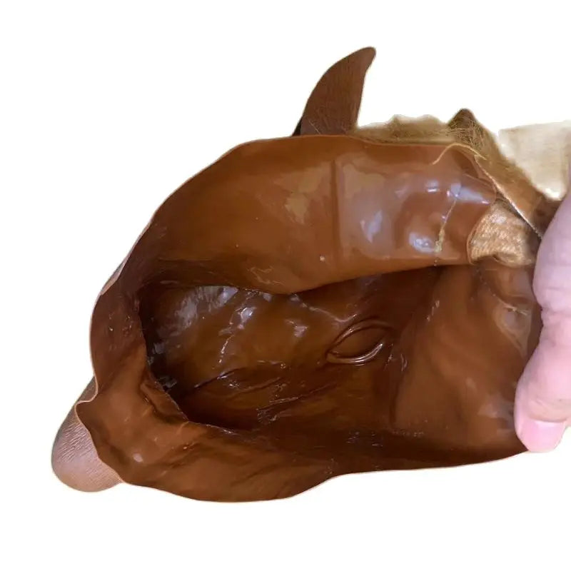 Masque de Cheval en Latex Marron à Bouche Ouverte