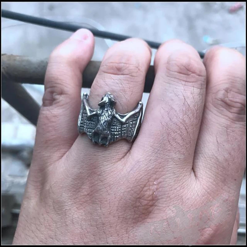 Bague Chauve-souris en Métal Argenté Réglable
