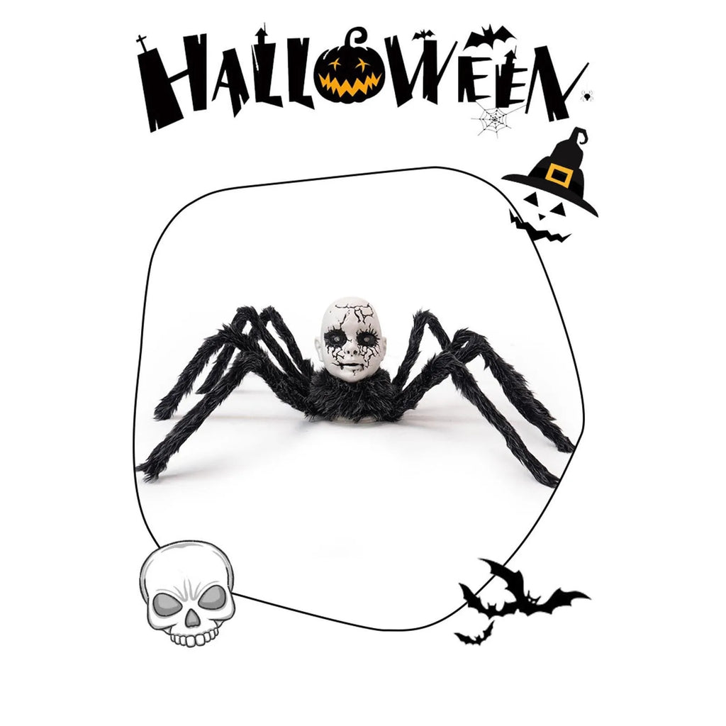 Araignée Géante d'Halloween à Tête de Poupée Fissurée