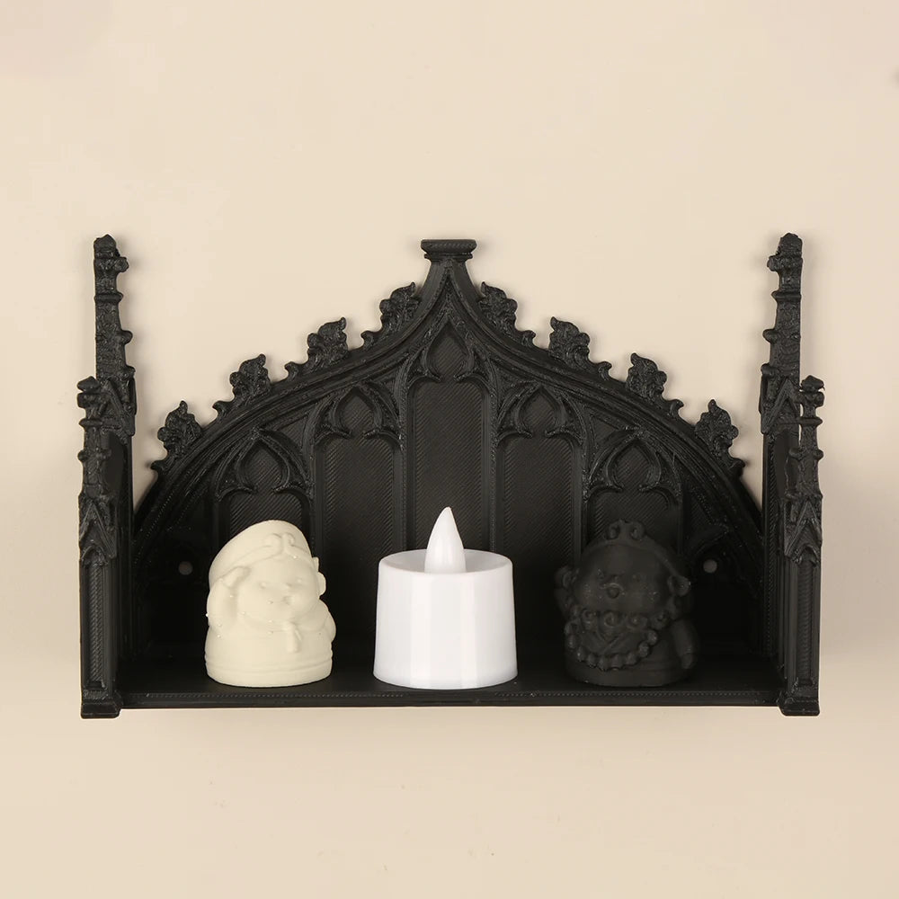 Étagère Murale Gothique Noire à Arcades