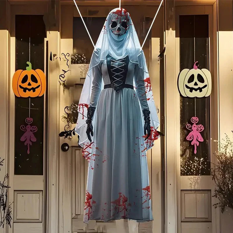 Décoration de Mariée Fantôme à Tête de Crâne Ensanglantée