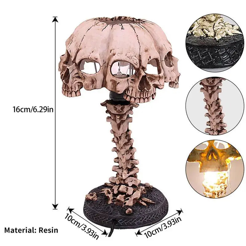 Lampe Gothique Squelette à Têtes de Mort