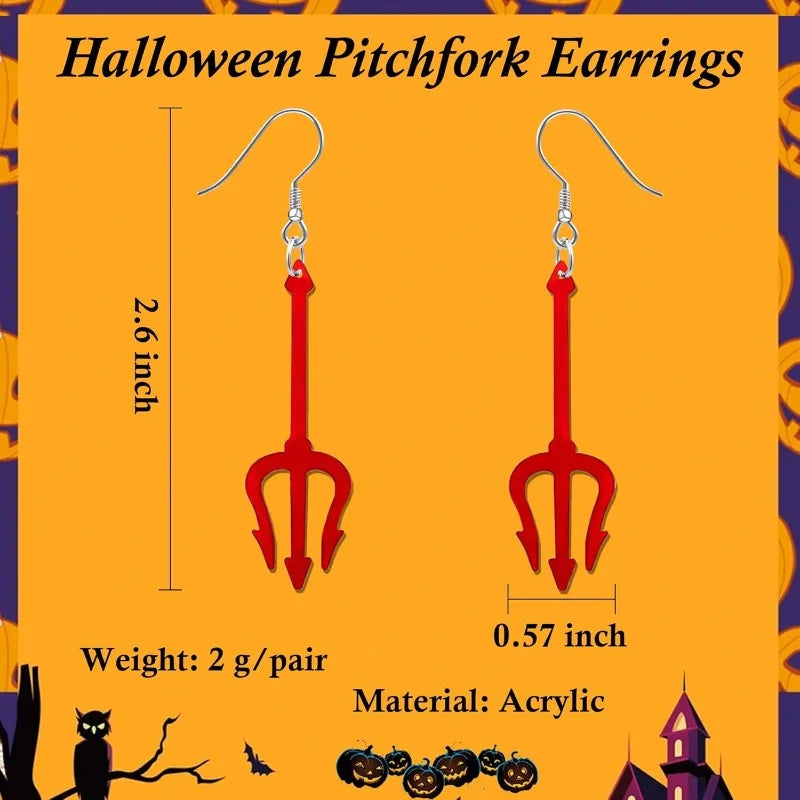 Boucles d'Oreilles Pendantes Trident Rouge Vif