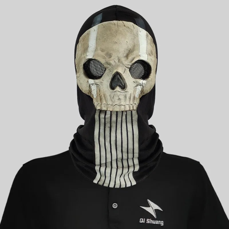 Masque Cagoule Crâne Vieilli à Marques Blanches