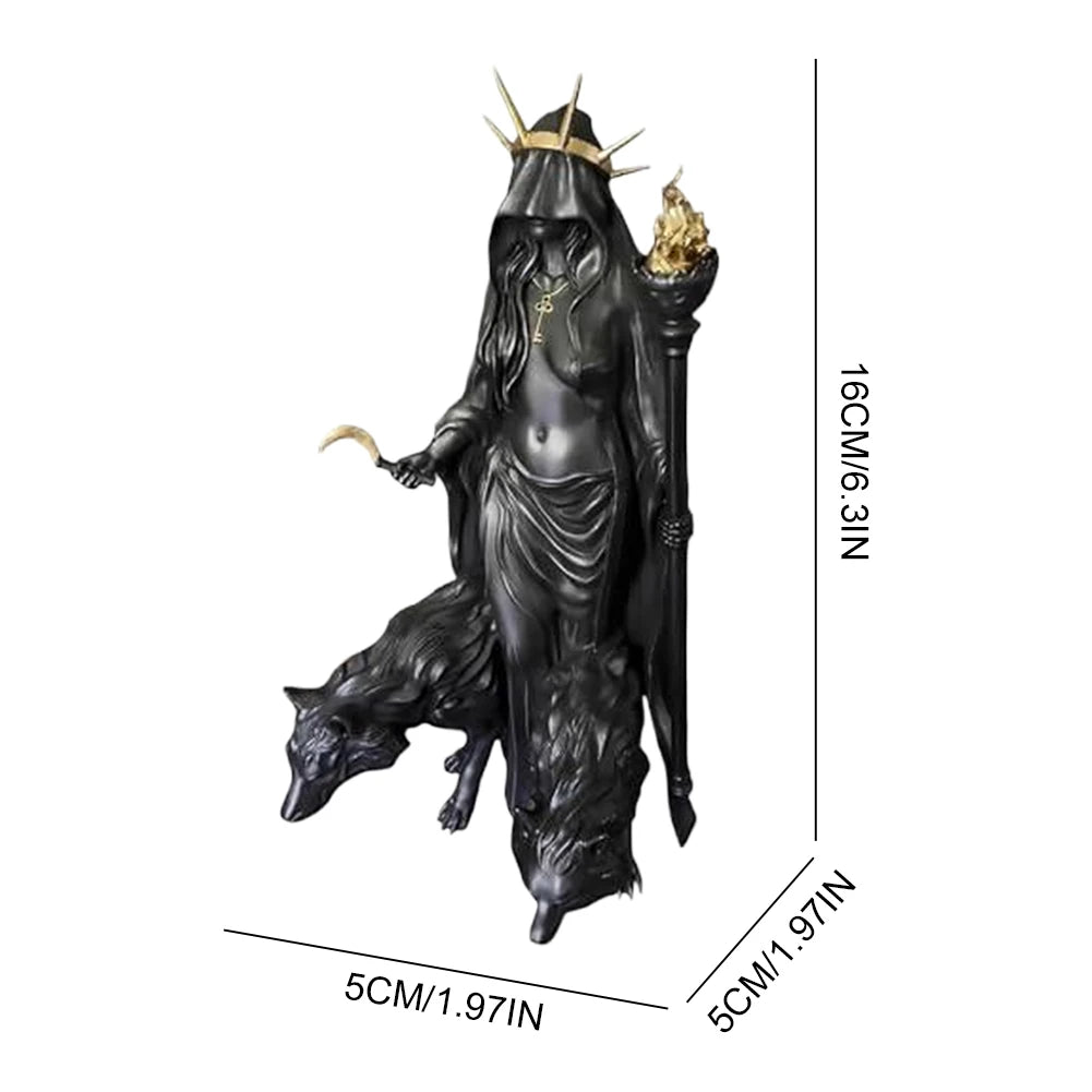 Statues Gothiques d'Hécate en Résine Noire