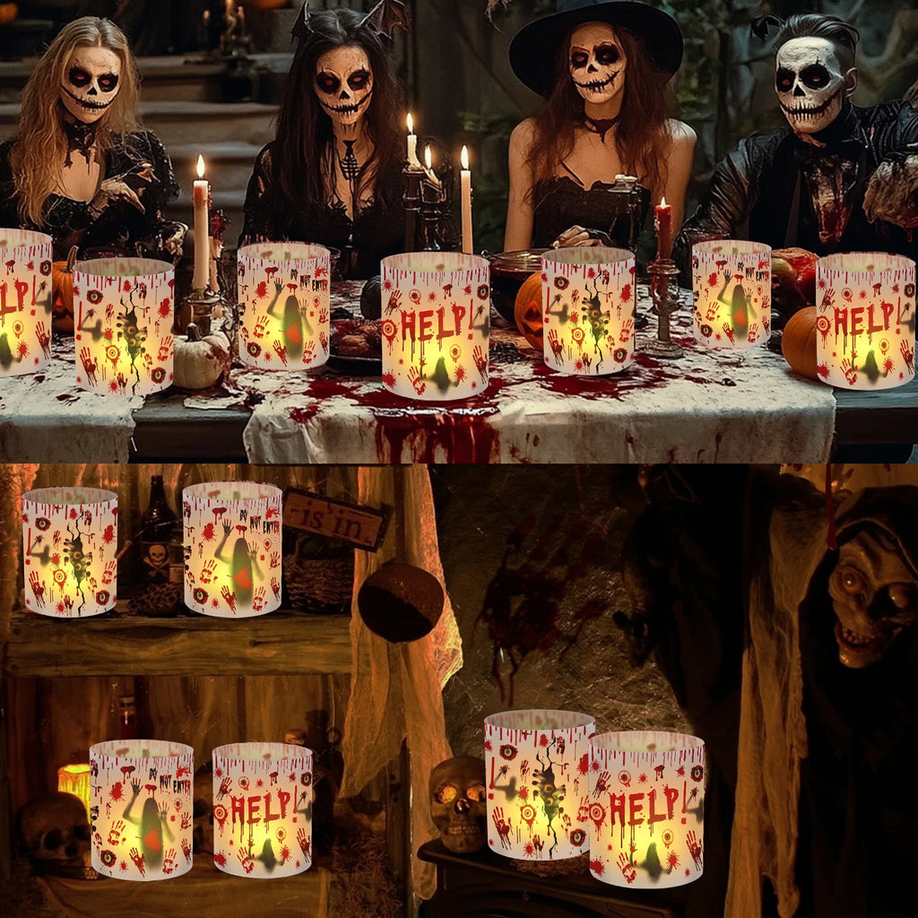 Bougies LED d'Halloween Horreur à Mains et Yeux Sanglants